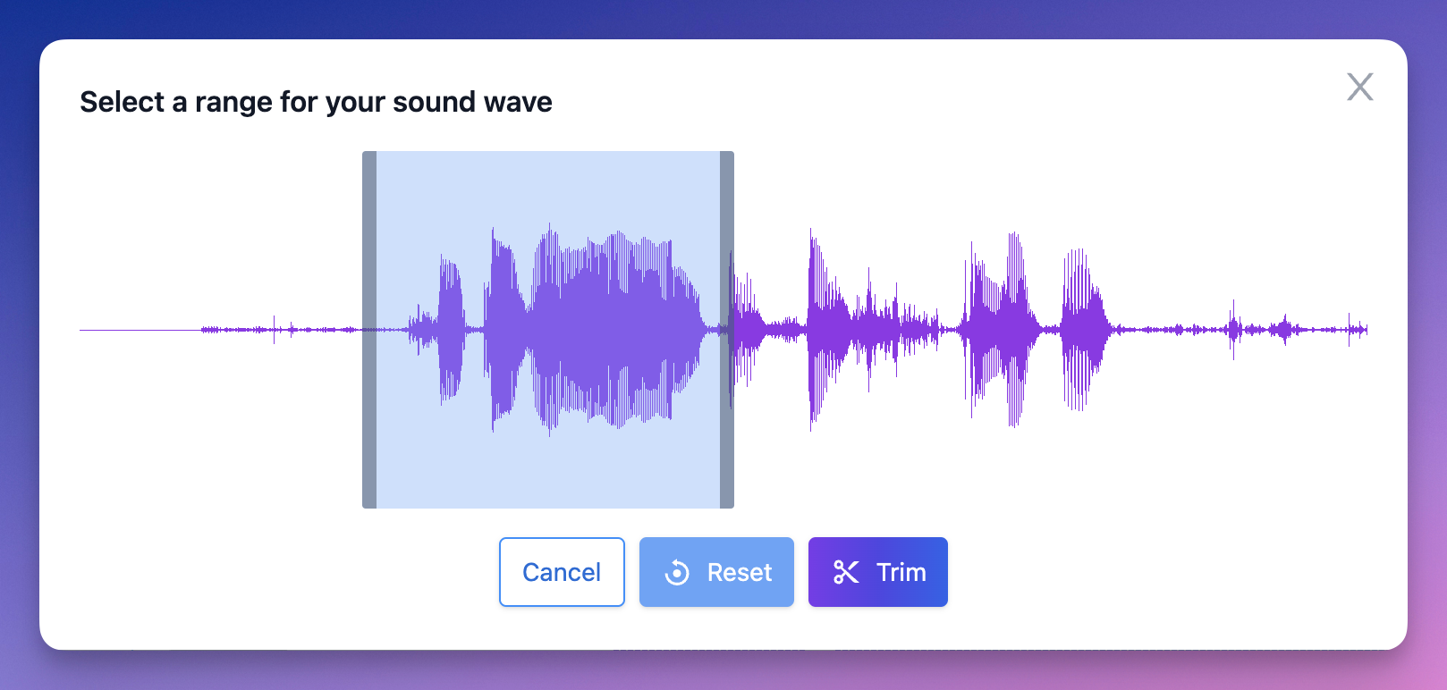 Screenshot of sound wave trimming